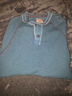 True Grit Teal Long Sleeve Henley